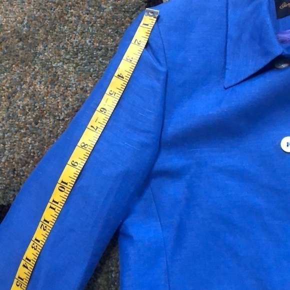 Giorgio Sant’Angelo Womens Blue Linen Blend Vintage Dble Breasted Blazer Sz 8 - Picture 13 of 15
